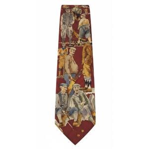 Vtg Max Raab Tango Golf Tie 1920s Golfer Scene Novelty Americana Silk